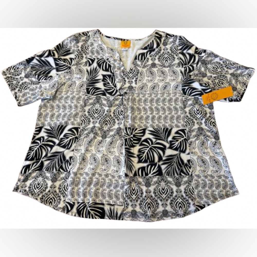 Ruby Rd. Women’s NWT Black and White Patterned Blouse Size 3X